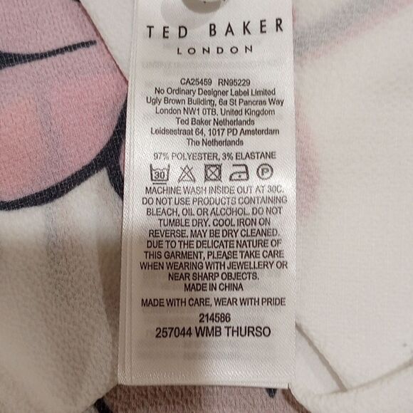 Ted Baker London Thurso Floral Print Stretch Woven Balloon Sleeve Blouse Size 4 - Picture 11 of 15